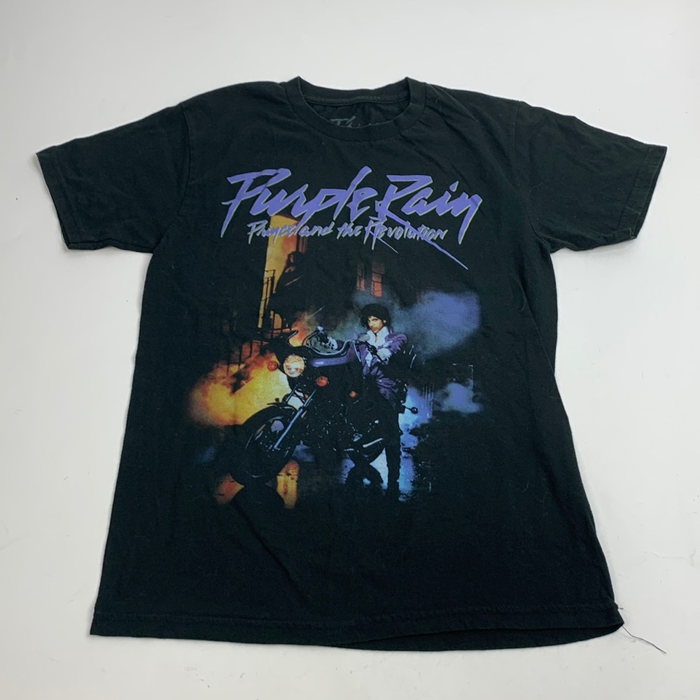 Prince Purple Rain Graphic T-shirt Black Purple Size Small